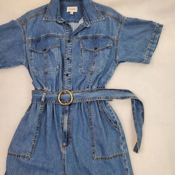 Frame Arie Denim Jumpsuit Size X Small Tall Petite - Picture 10 of 14